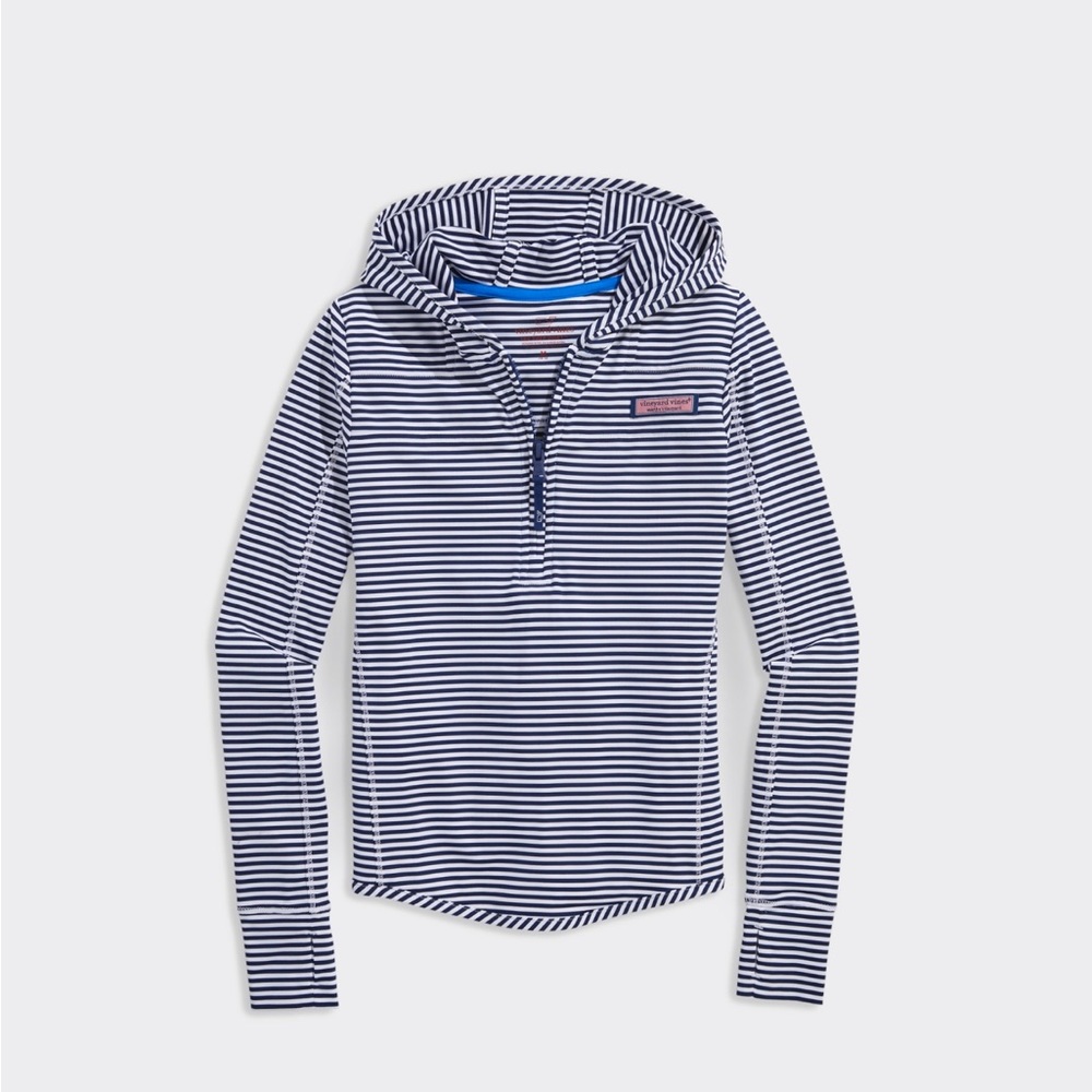 Child size XL/16 Hoodie Shep shirt striped sankaty. Color deep bay stripe